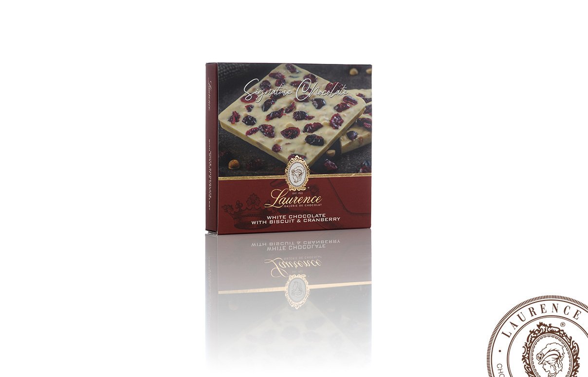 Λευκή σοκολάτα με μπισκότο και κράνμπερι