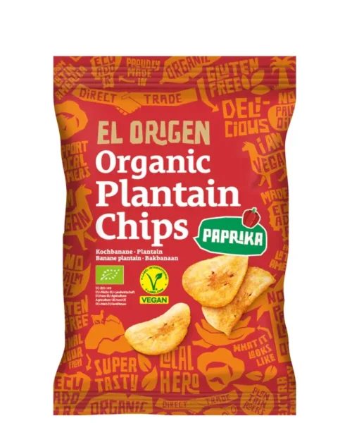 Βιολογικά chips πράσινης μπανάνας - πάπρικα